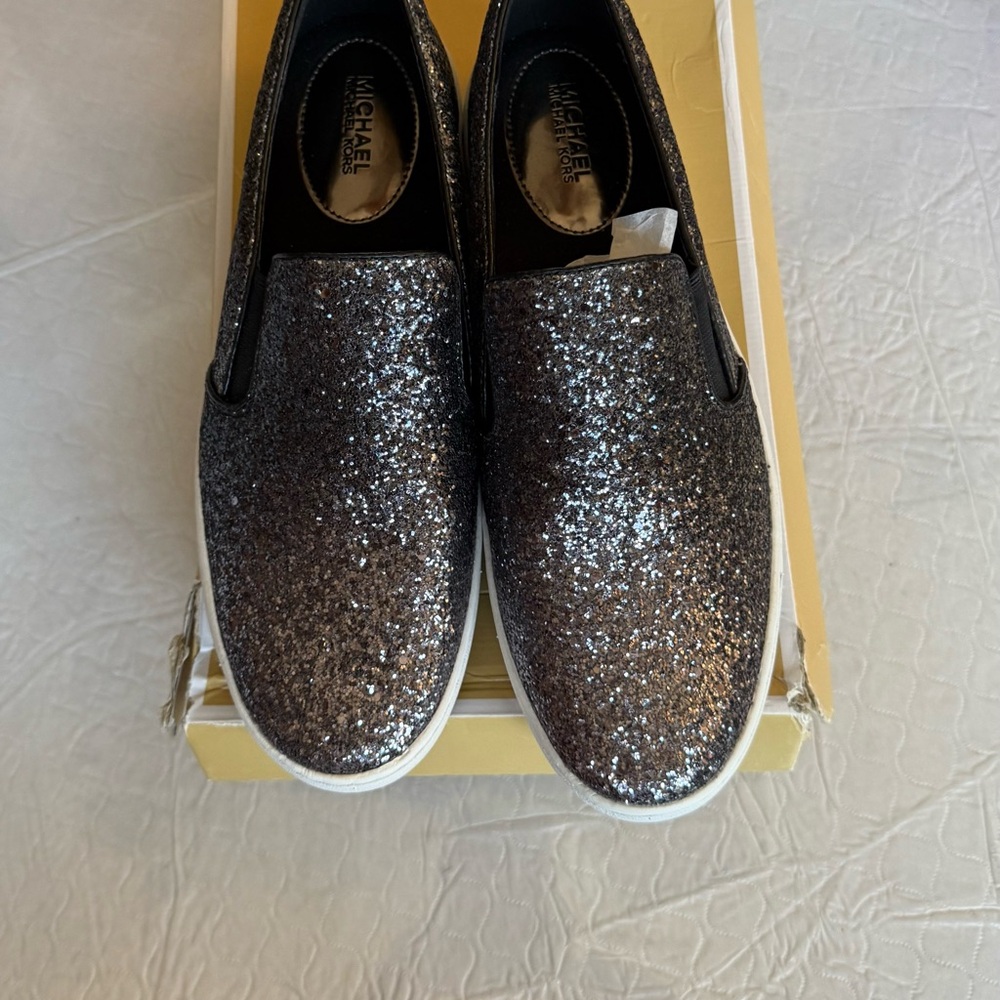 MICHAEL Michael Kors Kids Glitter Sneakers - Black and Silver